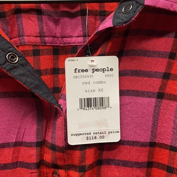 FREE PEOPLE - Checkered Button Down - Picture 2 of 5